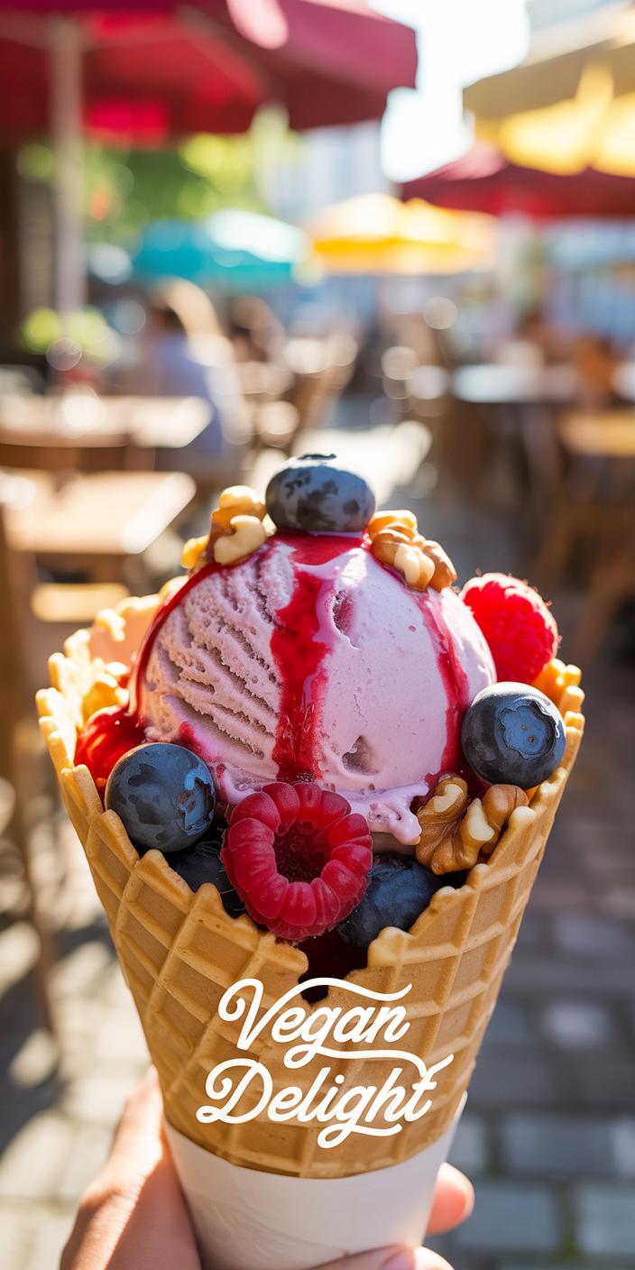 veganes Eis im Hörnchen